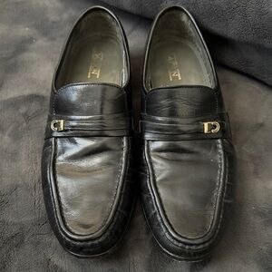 Oakton Black Genuine Leather Dress Loafers (Style 74066)